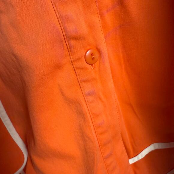 Alexis Rhodes Orange Short Sleeve Belted Tie Waist Midi Shirt Dress Size Large - Picture 15 of 16